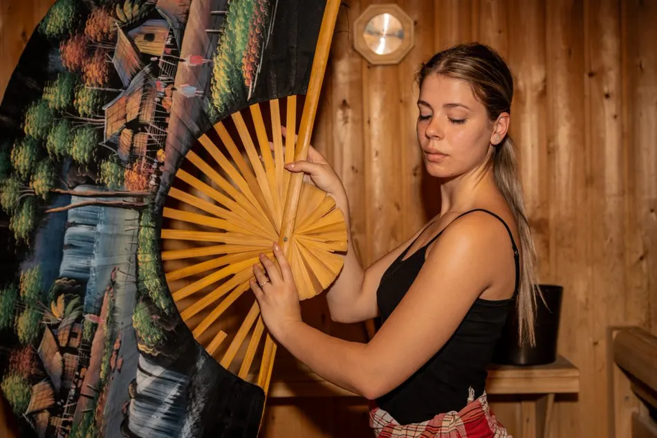 Sauna master during a pouring ritual